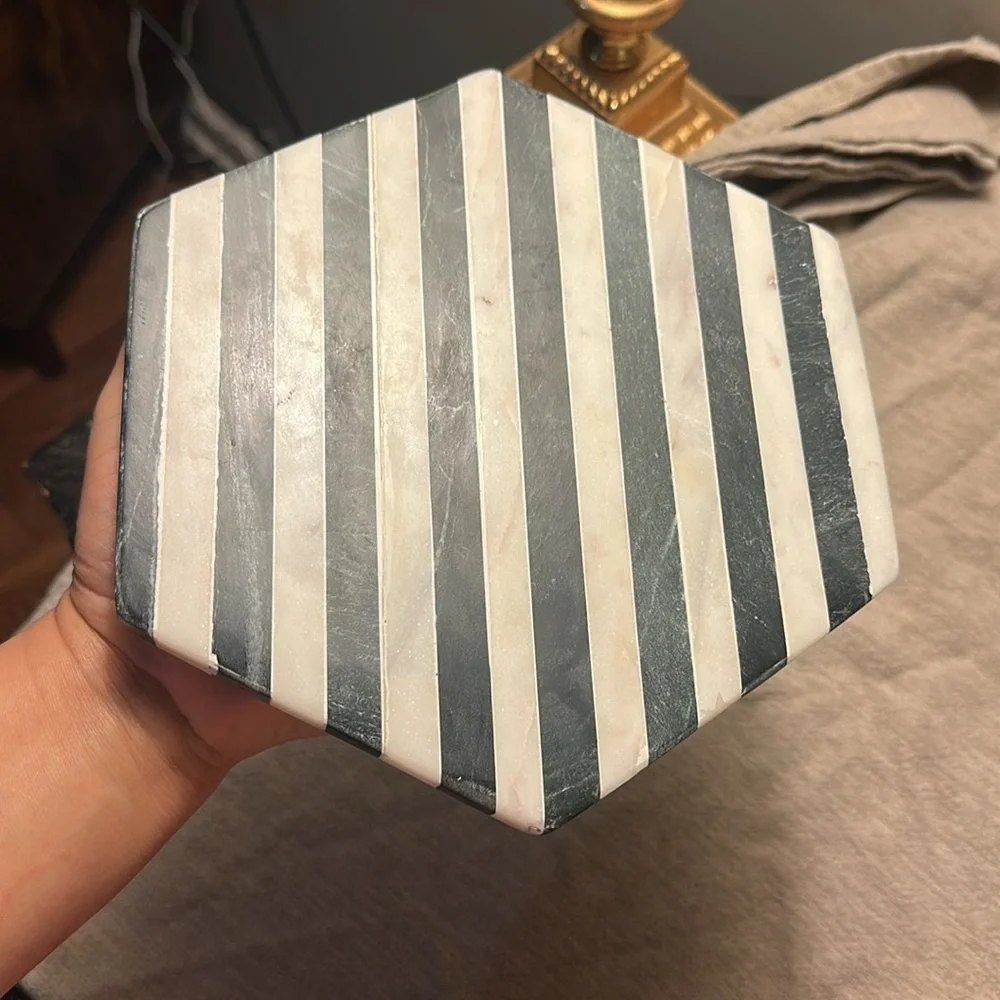Striped Hexagonal Marble Coaster